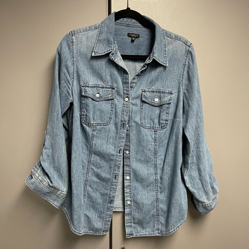 Talbots Denim Shirt Size 14W Petite